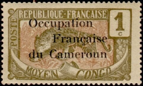 Africa | 1916 Leopard Cameroun Overprint Postage Stamp Mint Never Hinged Africa Africa