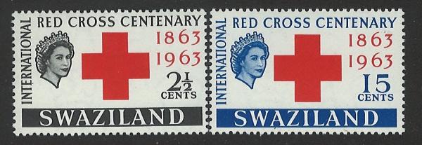 Africa | 1963 Red Cross Centenary Queen Elizabeth II Set of Two Swaziland Postage Stamps Africa Africa