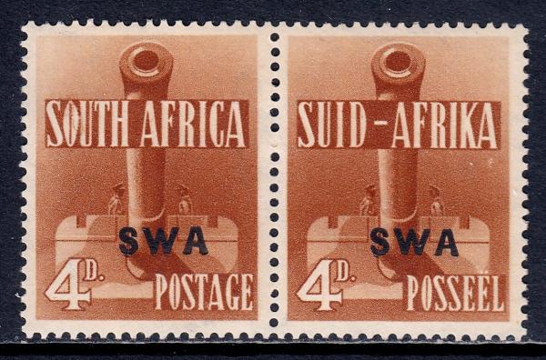 Africa | Artillery Pair of South-West Africa Postage Stamps Issued 1941 Brown Africa Africa