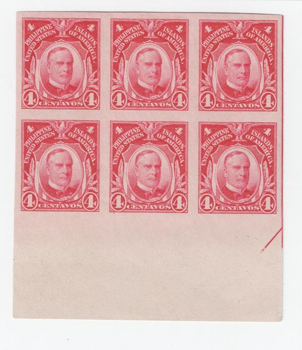 Asia | 1931 William McKinley Block of Six Philippines Postage Stamps Mint Never Hinged Ink Transfer Carmine rose Asia Asia