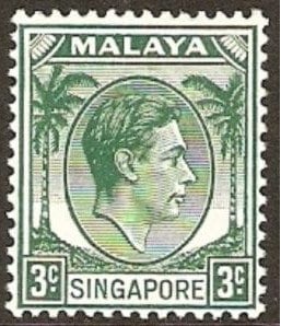 Asia | 1948 King George VI Singapore Postage Stamp Mint Never Hinged Green Asia Asia