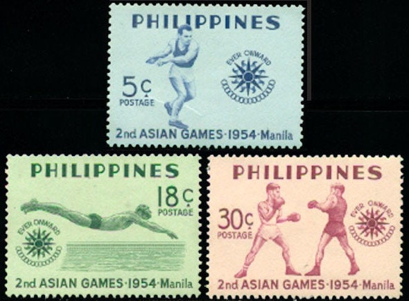 Asia | Asian Games Manila Set of Three Philippines Postage Stamps Issued 1954 Asia Asia