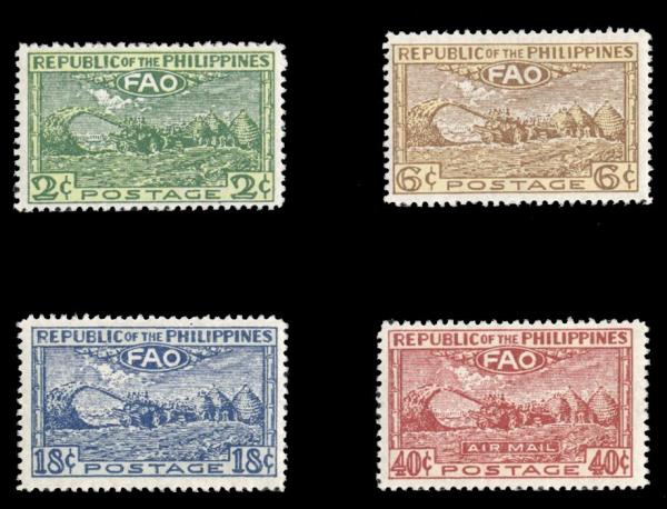 Asia | Food And Agriculture Organization Set of Four Philippines Postage Stamps Issued 1948 Asia Asia