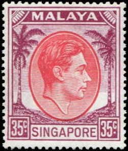 Asia | King George VI Singapore 35-Cent Postage Stamp Issued 1952 Asia Asia