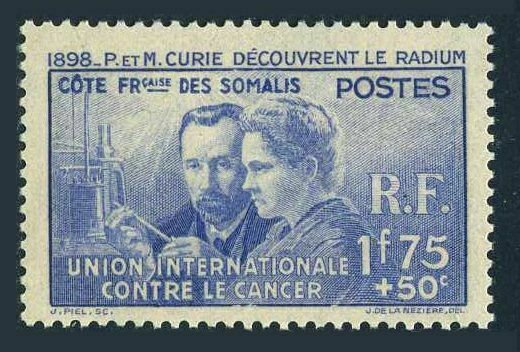 Asia | Pierre and Marie Curie Somali Coast Mint Postage Stamp Issued 1938 Asia Asia