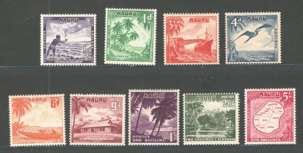 Australia and Oceania | 1954 Native Scenes and Wildlife Collectible Set of Nine Nauru Postage Stamps Mint Never Hinged Australia & Oceania Australia & Oceania