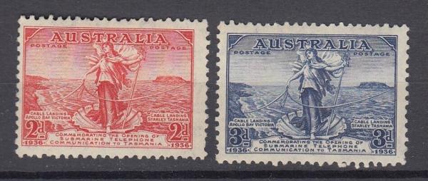 Australia and Oceania | Australia Tasmania Telephone Link Set of Two Australian Postage Stamps Issued 1936 Australia & Oceania Australia & Oceania