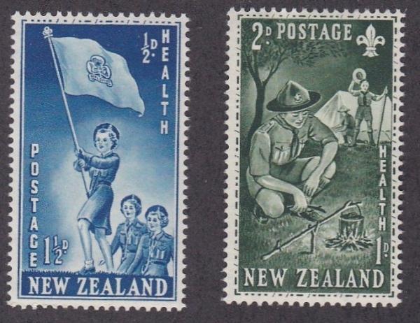 Australia and Oceania | Girl Guides and Boy Scouts Set of Two New Zealand Postage Stamps Issued 1953 Australia & Oceania Australia & Oceania