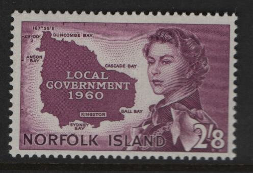 Australia and Oceania | Queen Elizabeth II Norfolk Island Postage Stamp Issued 1960 Reddish purple Australia & Oceania Australia & Oceania