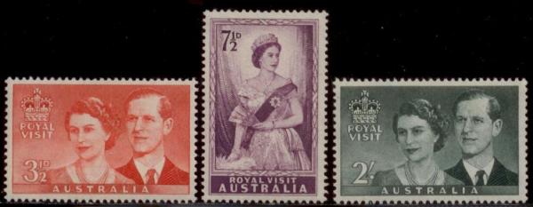 Australia and Oceania | Queen Elizabeth II Royal Visit Set of Three Australia Postage Stamps Issued 1954 Australia & Oceania Australia & Oceania