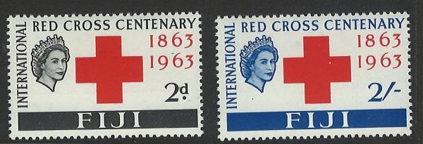 Australia and Oceania | Red Cross Centenary Queen Elizabeth II Set of Two Fiji Postage Stamps Issued 1963 Australia & Oceania Australia & Oceania