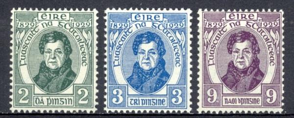 Britain and Ireland | 1929 Daniel O’Connell Catholic Emancipation Centenary Set of Three Ireland Postage Stamps Britain & Ireland Britain & Ireland