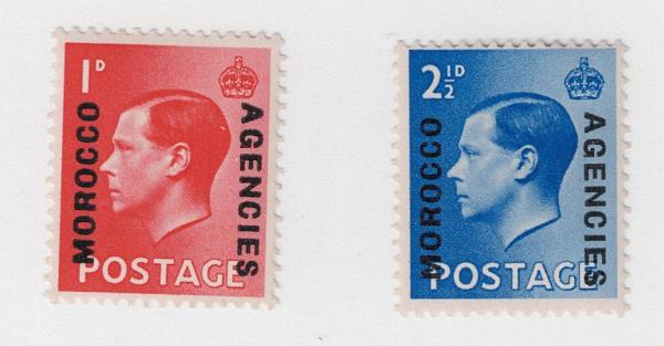 Britain and Ireland | 1936 King Edward VIII Set of Two Morocco Agencies Postage Stamps Mint Never Hinged Britain & Ireland Britain & Ireland