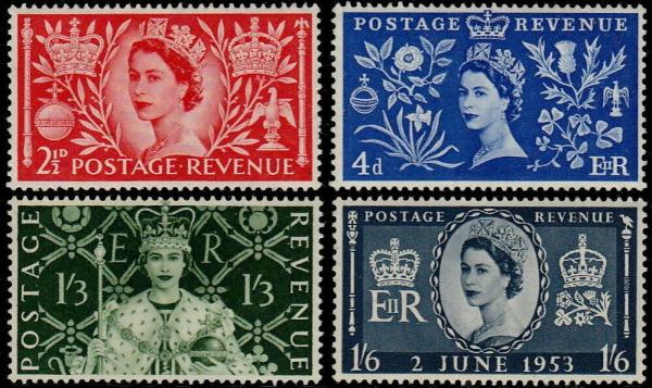 Britain and Ireland | 1953 Coronation of Queen Elizabeth II Set of Four Great Britain Postage Stamps Mint Never Hinged Britain & Ireland Britain & Ireland