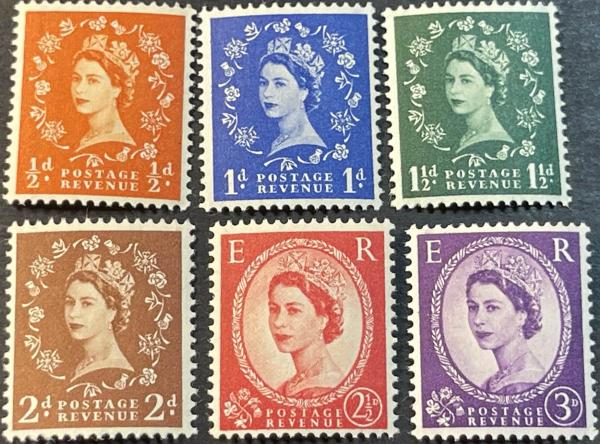 Britain and Ireland | 1956 Queen Elizabeth II Set of Six Great Britain Postage Stamps Britain & Ireland Britain & Ireland