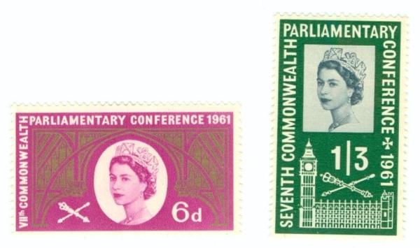 Britain and Ireland | 1961 Parliamentary Conference Queen Elizabeth II Set of Two Great Britain Postage Stamps Mint Never Hinged Britain & Ireland Britain & Ireland