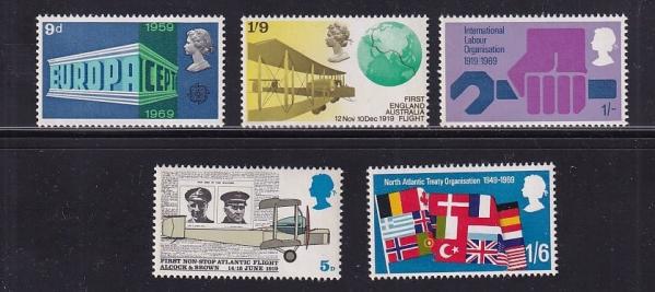 Britain and Ireland | 1969 Notable Anniversaries Set of Five Great Britain Postage Stamps Mint Never Hinged Britain & Ireland Britain & Ireland