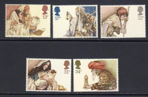 Britain and Ireland | 1984 Christmas Set of Five Great Britain Postage Stamps Mint Never Hinged Britain & Ireland Britain & Ireland