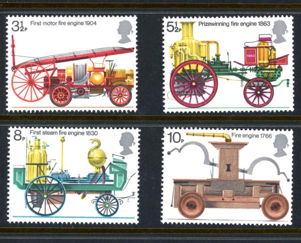 Britain and Ireland | British Fire Engines Set of Four Great Britain Postage Stamps Issued 1974 Britain & Ireland Britain & Ireland