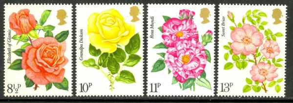 Britain and Ireland | British Roses Set of Four Great Britain Postage Stamps Issued 1976 Britain & Ireland Britain & Ireland