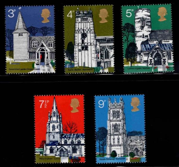 Britain and Ireland | British Village Churches Set of Five Great Britain Postage Stamps Issued 1972 Britain & Ireland Britain & Ireland