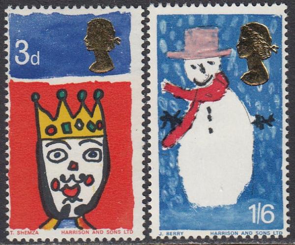 Britain and Ireland | Christmas 1966 Paintings by Children Set of 2 Great Britain Mint Postage Stamps Britain & Ireland Britain & Ireland