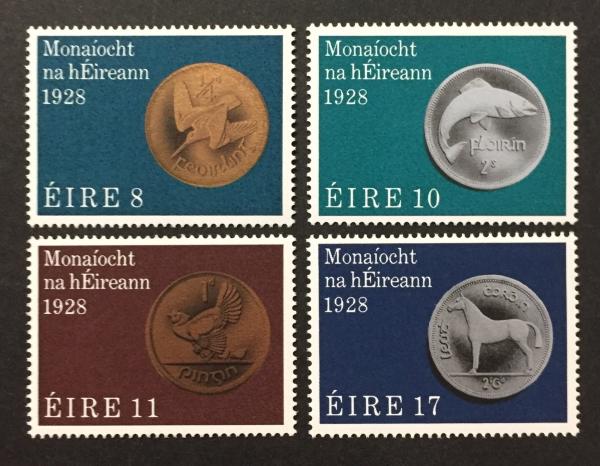 Britain and Ireland | Coin Designs Set of Four Ireland Postage Stamps Issued 1978 Britain & Ireland Britain & Ireland