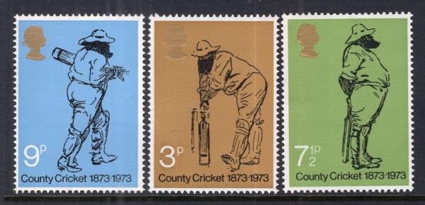 Britain and Ireland | Cricket Set of Three Great Britain Postage Stamps Issued 1973 Britain & Ireland Britain & Ireland