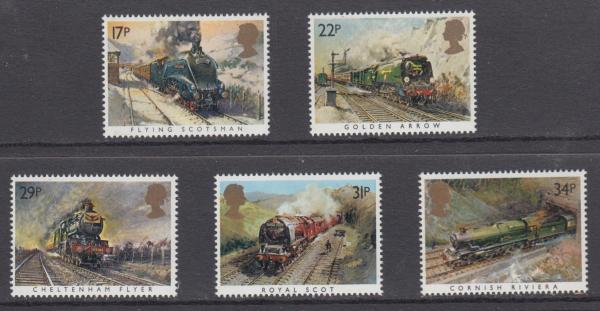 Britain and Ireland | Famous Trains Set of Five Great Britain Postage Stamps Issued 1985 Britain & Ireland Britain & Ireland