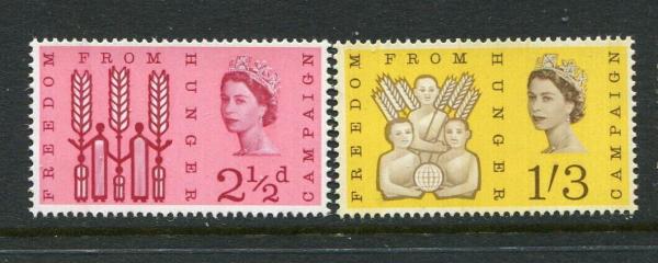 Britain and Ireland | Freedom from Hunger Set of Two Great Britain Postage Stamps Issued 1963 Britain & Ireland Britain & Ireland