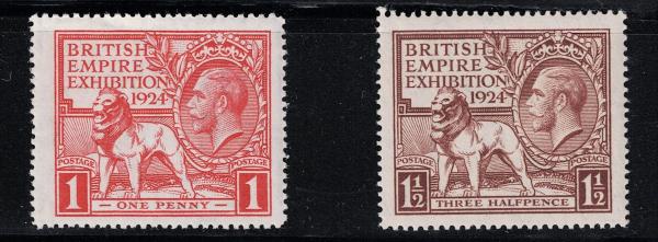 Britain and Ireland | King George V British Empire Exhibition Wembley Set of Two Great Britain Postage Stamps Issued 1924 Red and Brown Britain & Ireland Britain & Ireland