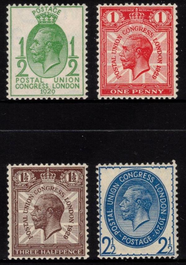 Britain and Ireland | King George V Postal Union Congress Set of Four Great Britain Postage Stamps Issued 1929 Britain & Ireland Britain & Ireland