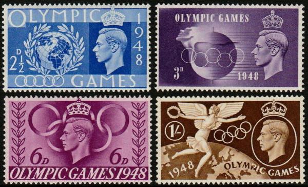 Britain and Ireland | London Olympic Games Set of Four Great Britain Postage Stamps Issued 1948 Britain & Ireland Britain & Ireland