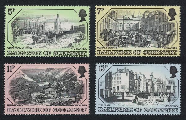 Britain and Ireland | Old Guernsey Views Set of Four Postage Stamps Issued 1978 Britain & Ireland Britain & Ireland