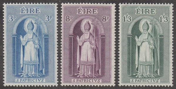 Britain and Ireland | Saint Patrick Set of Three Ireland Postage Stamps Issued 1961 Britain & Ireland Britain & Ireland