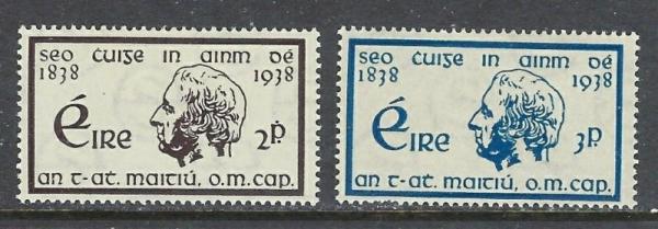 Britain and Ireland | Temperance Crusade Set of Two Ireland Postage Stamps Issued 1938 Violet brown and Blue Britain & Ireland Britain & Ireland