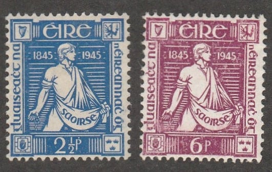 Britain and Ireland | Thomas Davis Set of Two Ireland Postage Stamps Issued 1945 Britain & Ireland Britain & Ireland