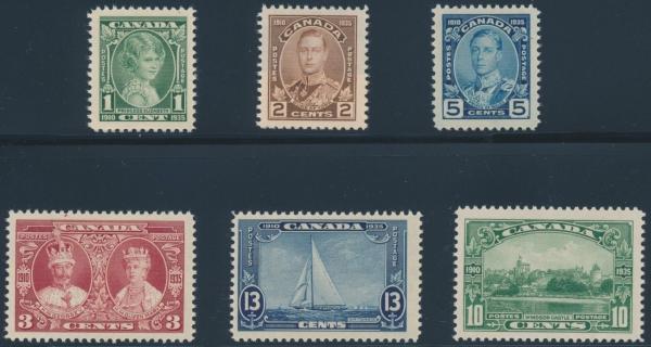 Canada | 1935 Silver Jubilee King George V Collectible Set of 6 Canada Postage Stamps Mint Never Hinged Canada Canada