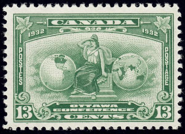 Canada | Britannia 13-Cent Canada Postage Stamp Ottawa Conference Issued 1932 Deep green Canada Canada