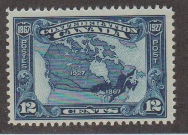 Canada | Map Of Canada 12-Cent Postage Stamp Issued 1927 Blue Canada Blue