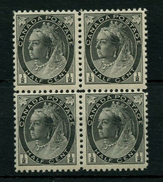 Canada | Queen Victoria Block of Four Canada Half-Cent Postage Stamps Issued 1898 Canada Canada