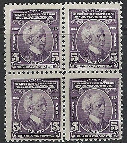 Canada | Sir Wilfrid Laurier Block of Four Canada Confederation Postage Stamps Issued 1927 Violet Canada Canada