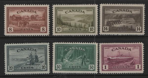 Canada | World War II Peace Issue Set of Six Canada Postage Stamps Issued 1946 Canada Canada