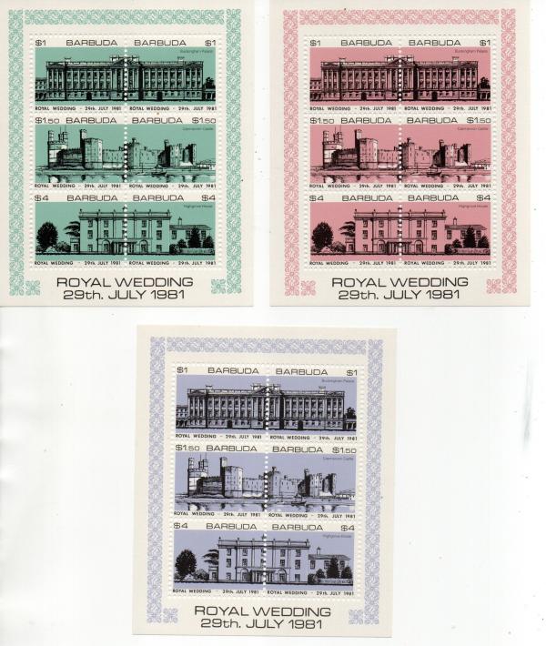 Central & South America | 1981 Royal Wedding Set of Three Barbuda Souvenir Sheets Mint Never Hinged Central & South America Central & South America