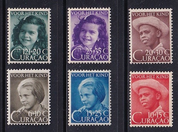 Central & South America | Curacao Children Set of Six Netherlands Antilles Postage Stamps Issued 1948 Central & South America Central & South America