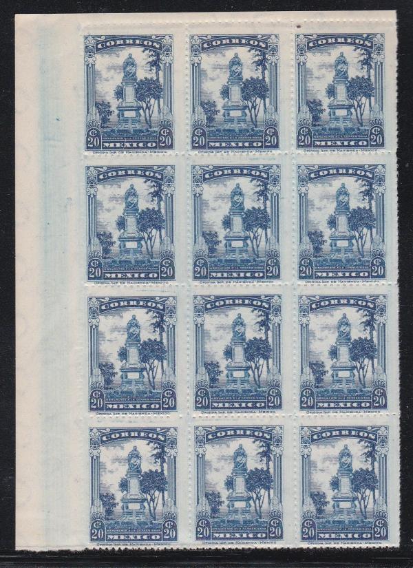 Central & South America | Josefa Ortiz de Dominguez Block of Twelve Mexico Postage Stamps Issued 1924 Deep blue Central & South America Central & South America