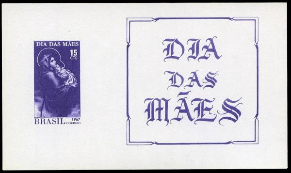 Central & South America | Mothers Day Madonna Brazil Postage Stamp Souvenir Sheet Issued 1967 Bluish violet Central & South America Bluish violet