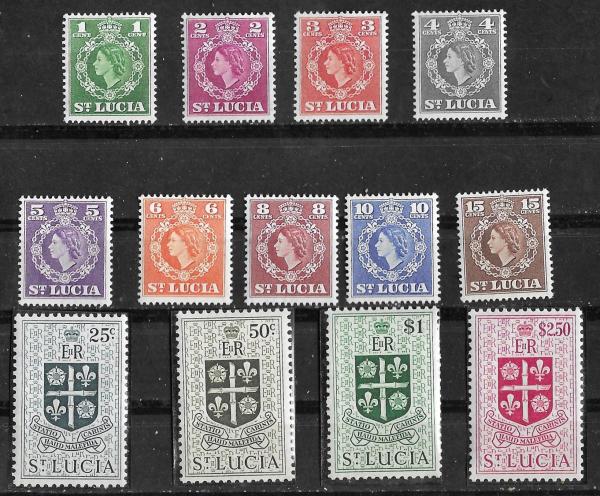 Central & South America | Queen Elizabeth II Set of Thirteen St Lucia Postage Stamps Issued 1954 Central & South America Central & South America