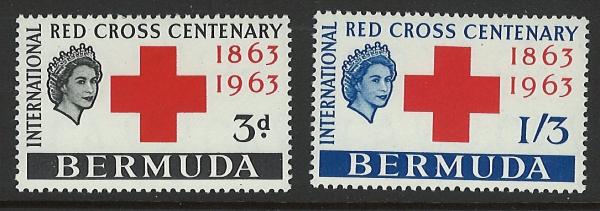 Central & South America | Red Cross Centenary Queen Elizabeth II Set of Two Bermuda Postage Stamps Issued 1963 Central & South America Central & South America