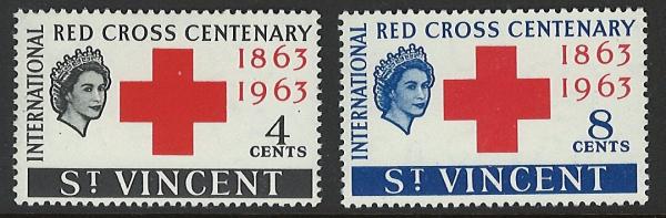 Central & South America | Red Cross Centenary Queen Elizabeth II Set of Two St Vincent Postage Stamps Issued 1963 Central & South America Central & South America